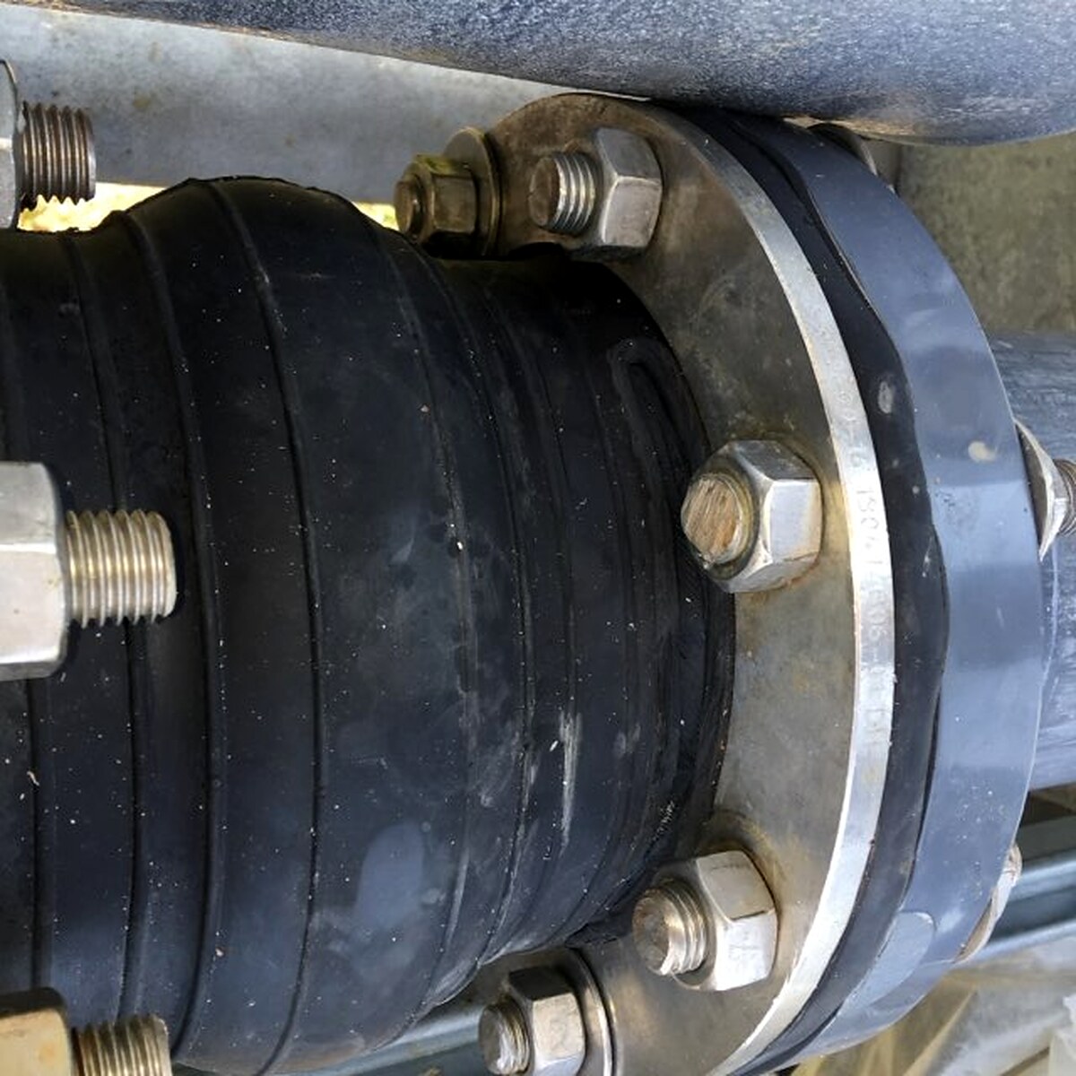 Flanged expansion joint on industrial process piping