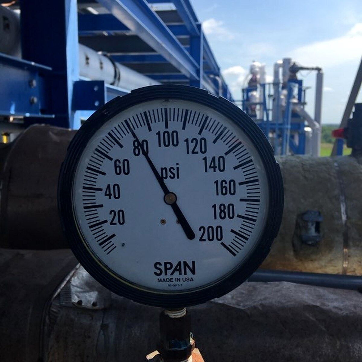 Pressure gauge reading during a hydrostatic test